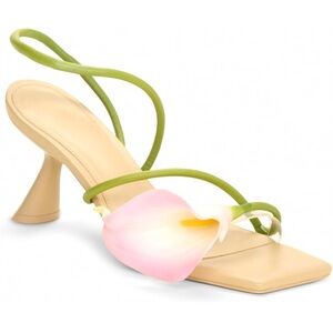 High Stiletto Floral Sexy Strappy Heeled Sandals Open Square Toe 3” Flower Heel